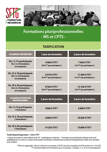 Grille tarifaire SFTG 2025